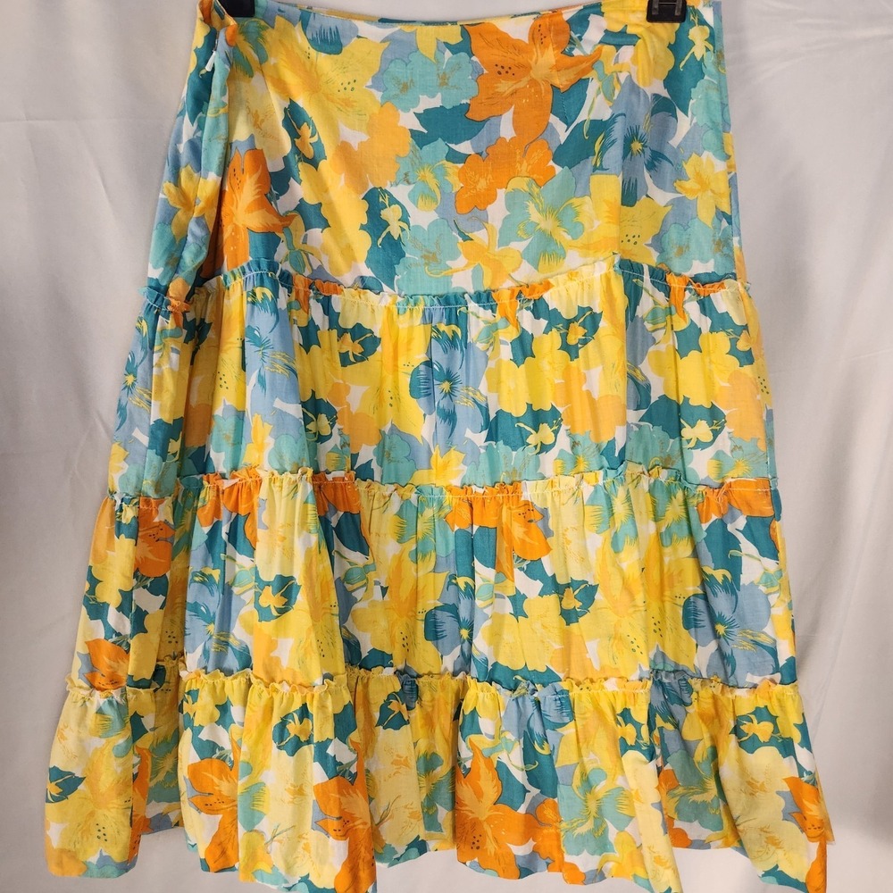 Nicole Miller Spring/Summer Floral Cottagecore/Indie/Y2K Tiered Skirt 14 - Picture 3 of 10